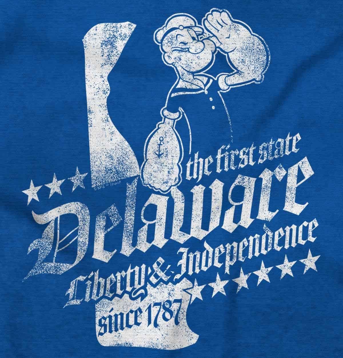imageBrisco Brands Popeye Cartoon American States Sweatshirt for Men or WomenDelaware