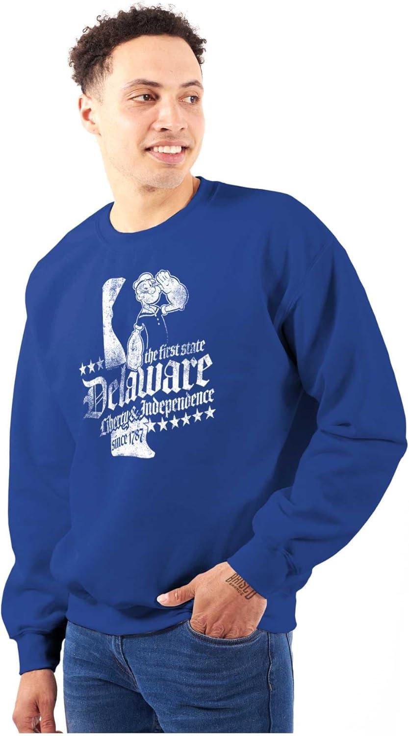 imageBrisco Brands Popeye Cartoon American States Sweatshirt for Men or WomenDelaware