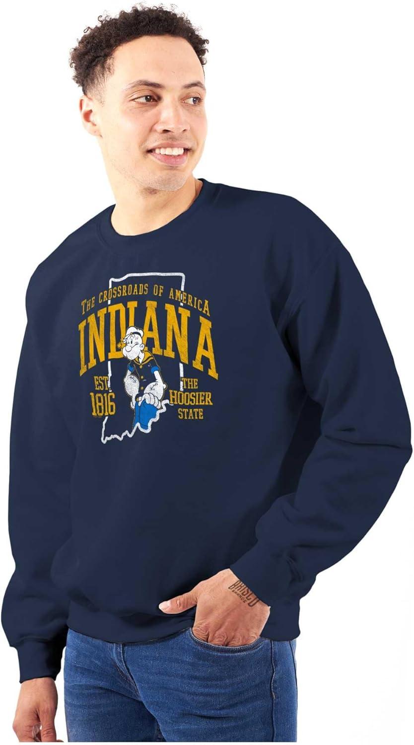 imageBrisco Brands Popeye Cartoon American States Sweatshirt for Men or WomenIndiana