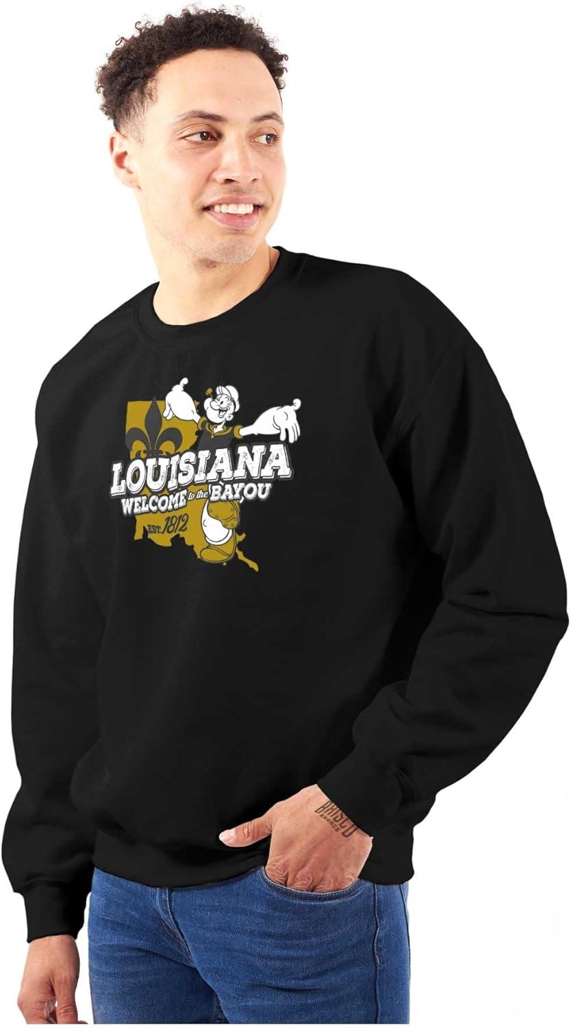 imageBrisco Brands Popeye Cartoon American States Sweatshirt for Men or WomenLouisiana