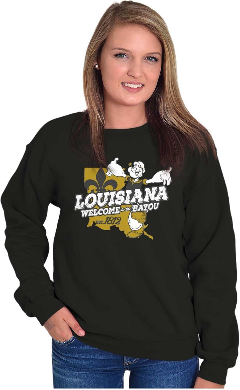 imageBrisco Brands Popeye Cartoon American States Sweatshirt for Men or WomenLouisiana
