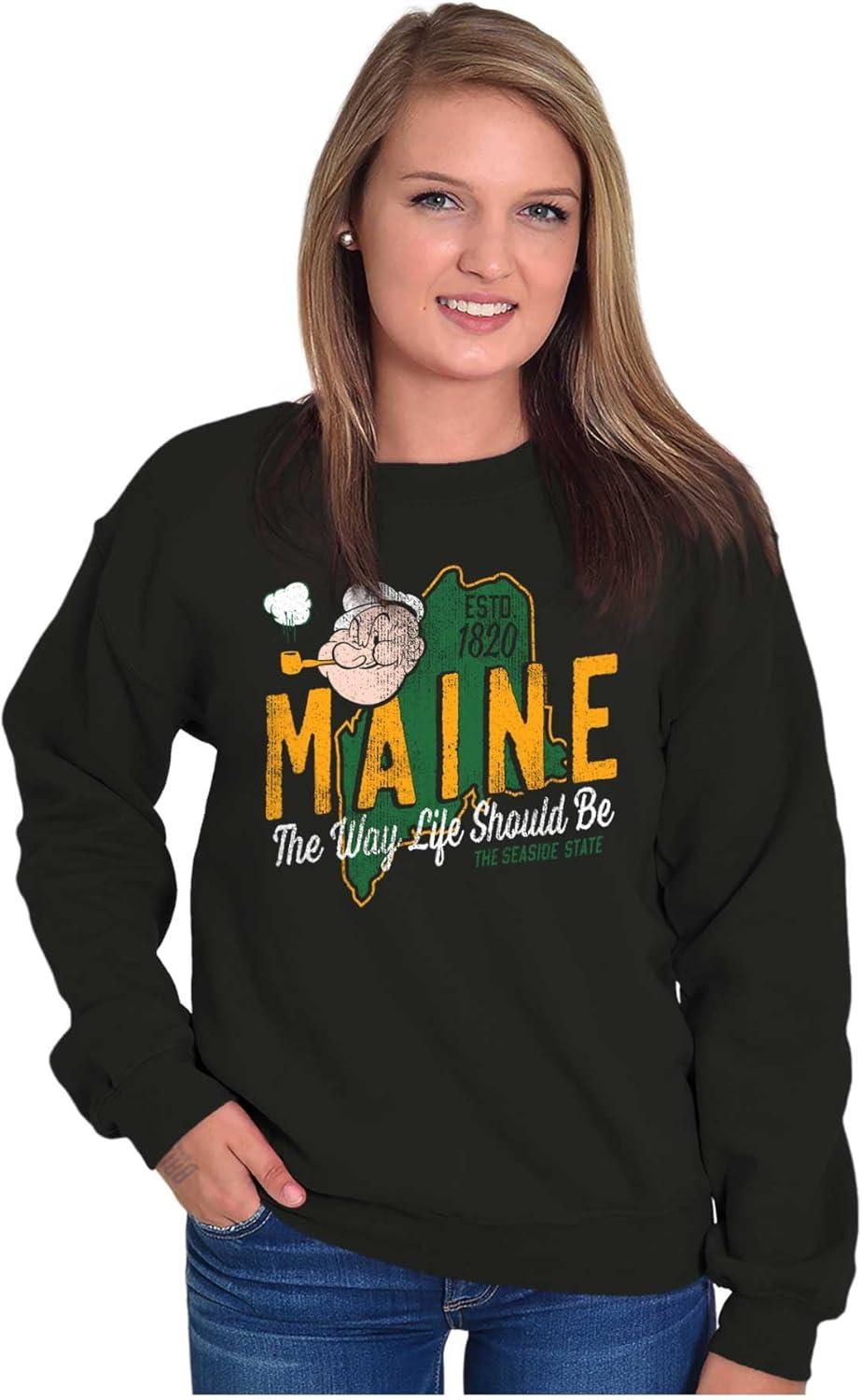 imageBrisco Brands Popeye Cartoon American States Sweatshirt for Men or WomenMaine