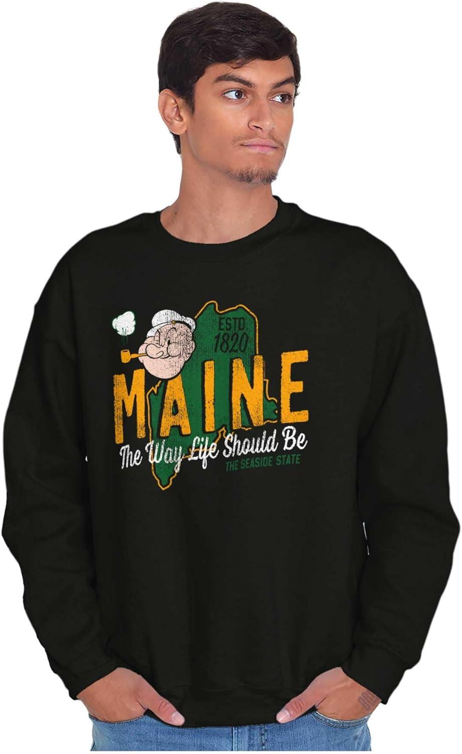 imageBrisco Brands Popeye Cartoon American States Sweatshirt for Men or WomenMaine