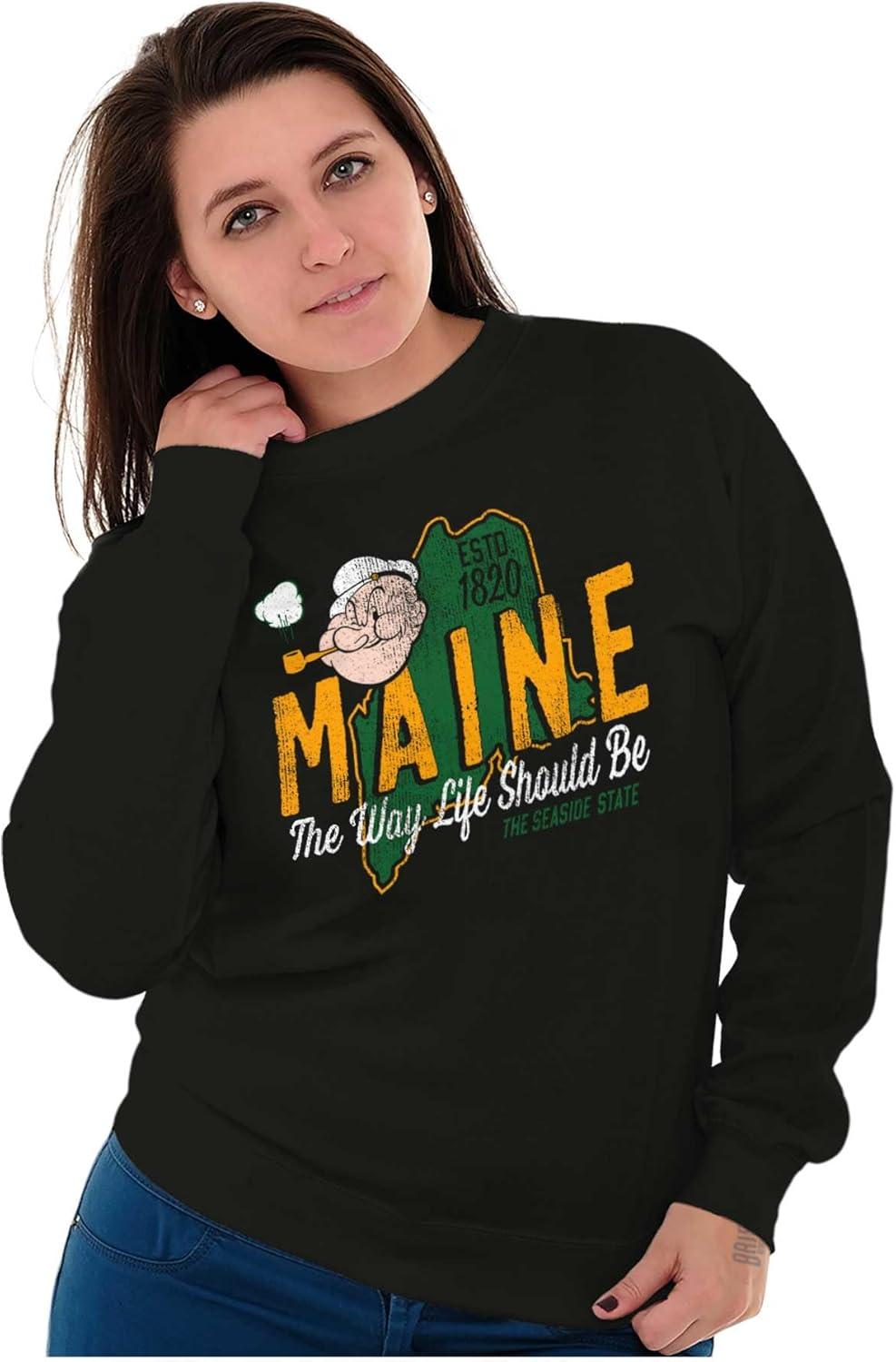 imageBrisco Brands Popeye Cartoon American States Sweatshirt for Men or WomenMaine