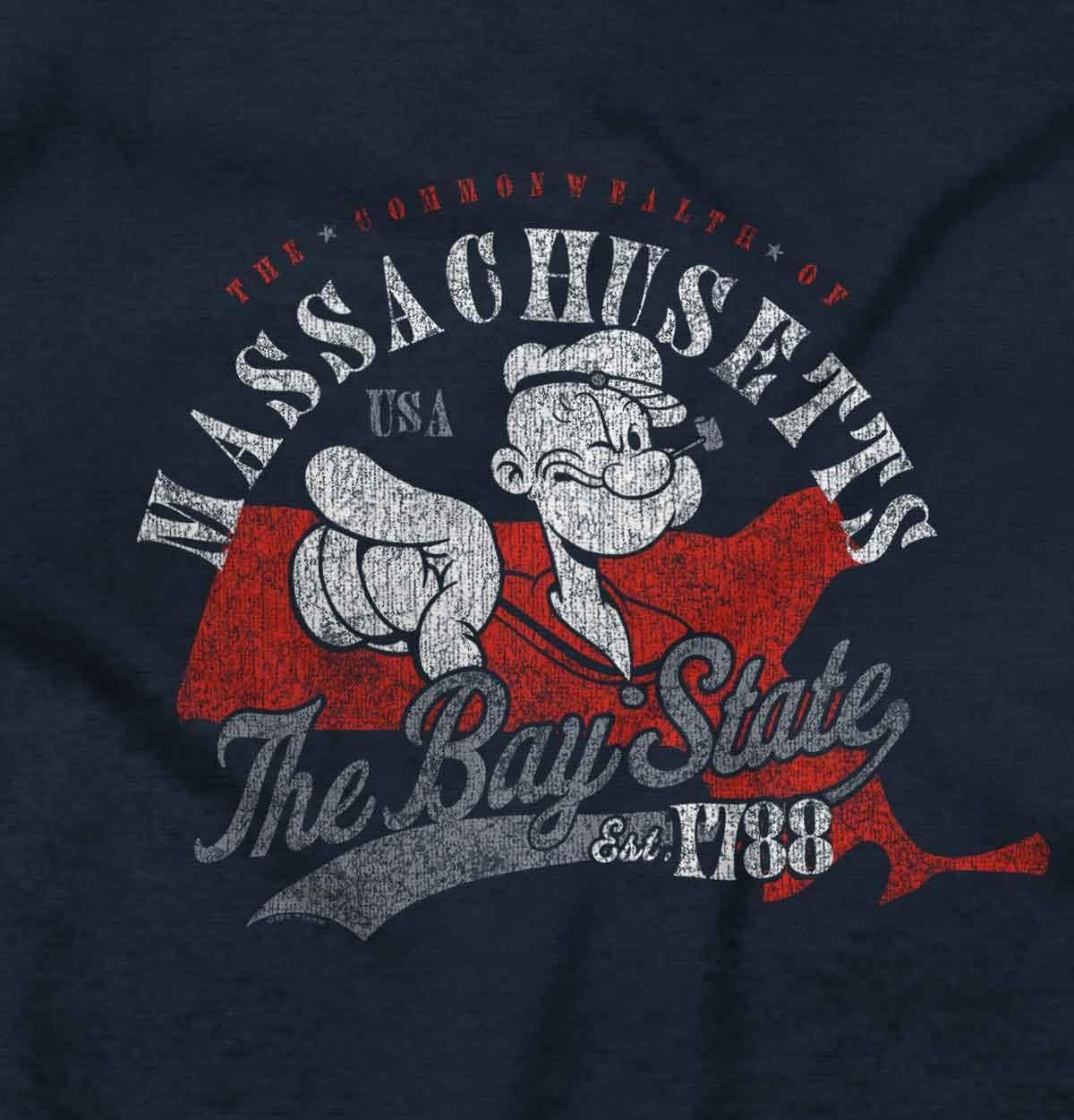 imageBrisco Brands Popeye Cartoon American States Sweatshirt for Men or WomenMassachusetts
