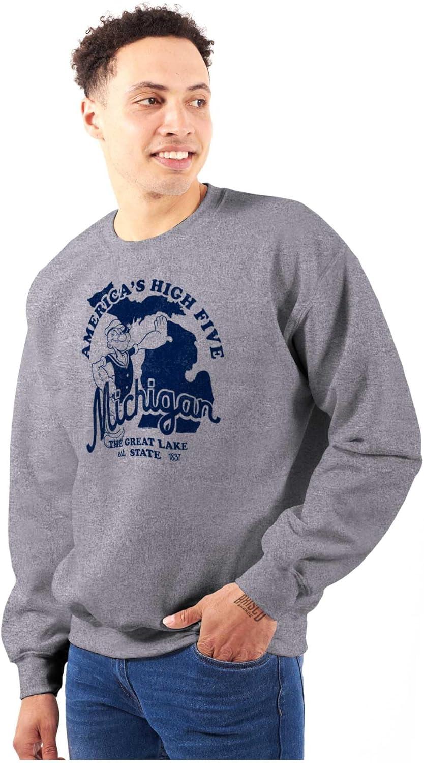 imageBrisco Brands Popeye Cartoon American States Sweatshirt for Men or WomenMichigan