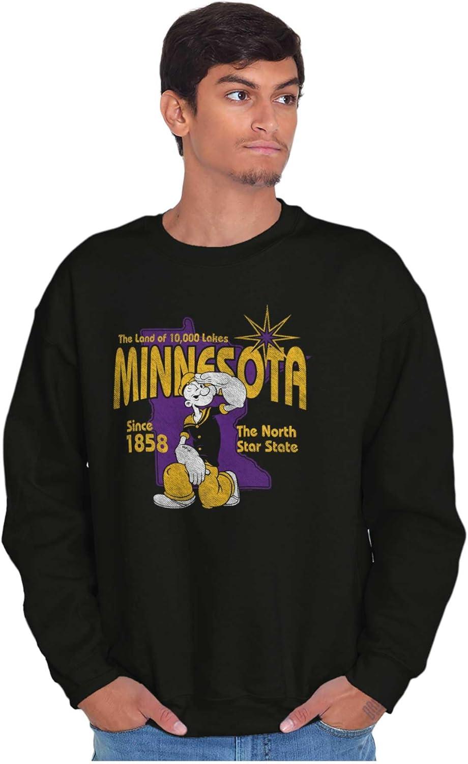 imageBrisco Brands Popeye Cartoon American States Sweatshirt for Men or WomenMinnesota Black