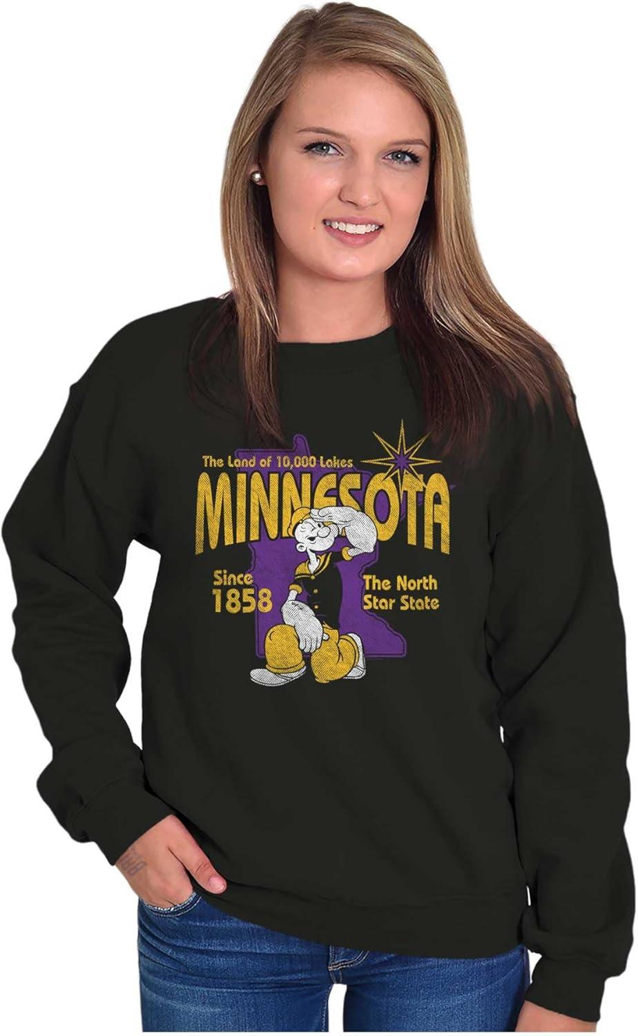 imageBrisco Brands Popeye Cartoon American States Sweatshirt for Men or WomenMinnesota Black