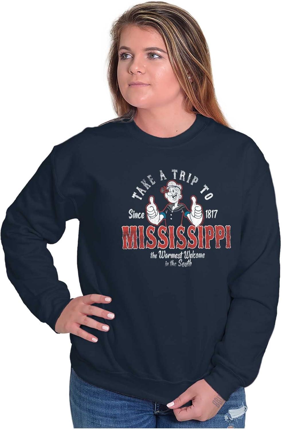 imageBrisco Brands Popeye Cartoon American States Sweatshirt for Men or WomenMississippi