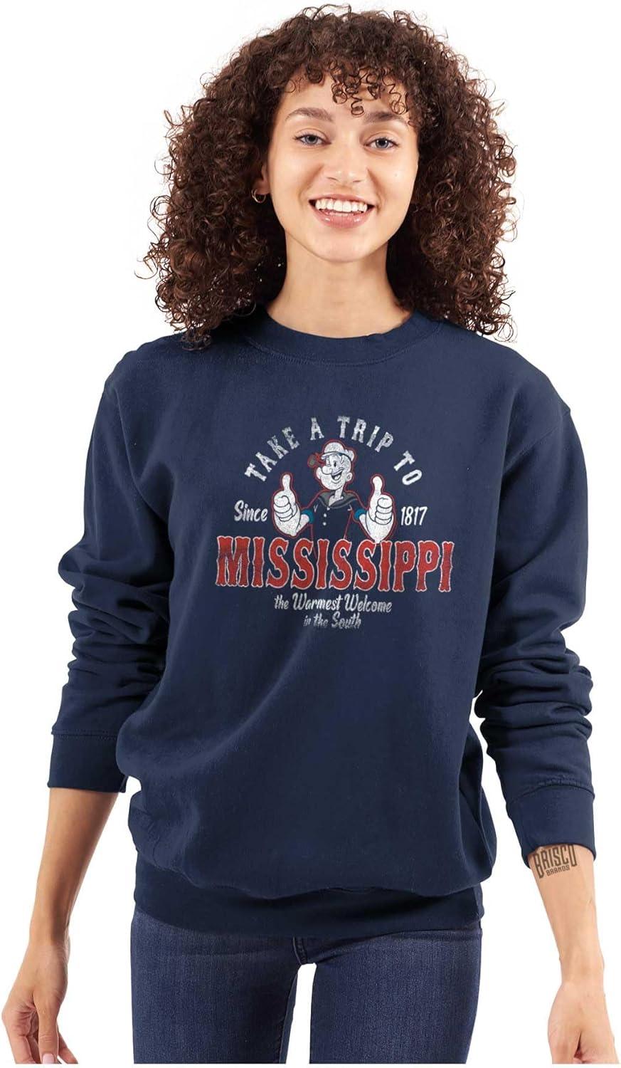 imageBrisco Brands Popeye Cartoon American States Sweatshirt for Men or WomenMississippi