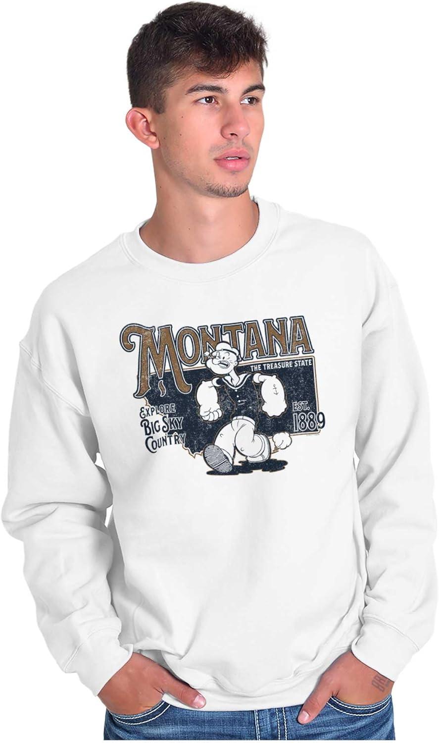 imageBrisco Brands Popeye Cartoon American States Sweatshirt for Men or WomenMontana