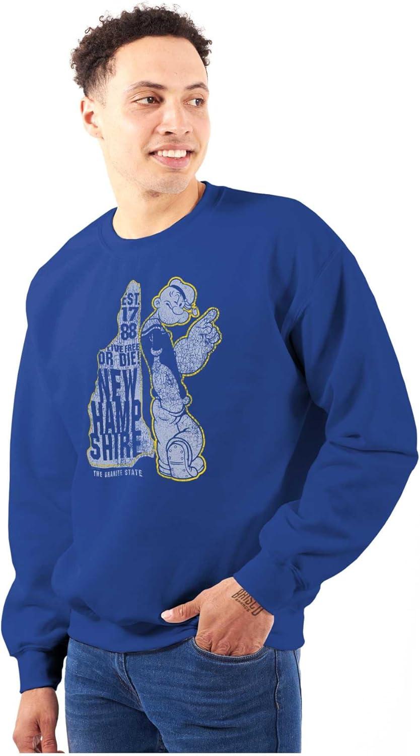 imageBrisco Brands Popeye Cartoon American States Sweatshirt for Men or WomenNew Hampshire