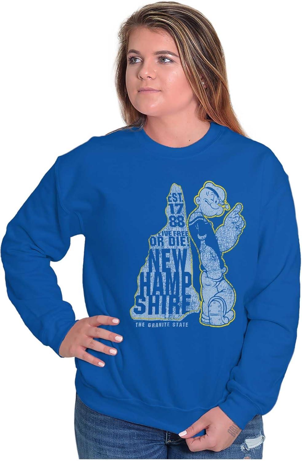 imageBrisco Brands Popeye Cartoon American States Sweatshirt for Men or WomenNew Hampshire