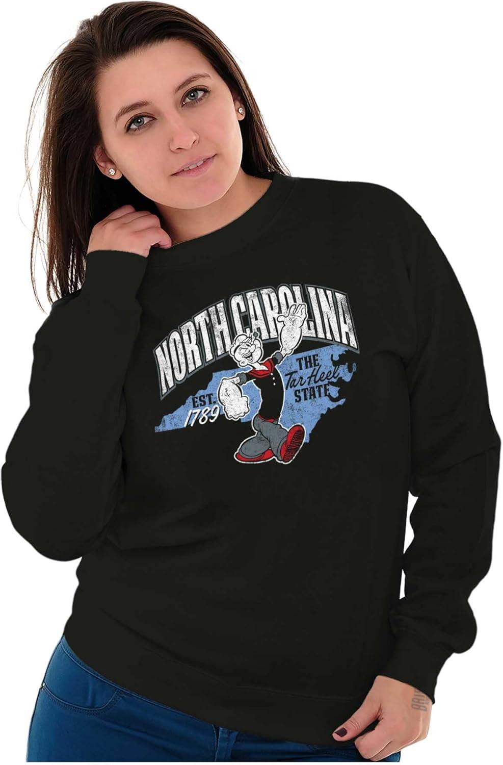 imageBrisco Brands Popeye Cartoon American States Sweatshirt for Men or WomenNorth Carolina Black