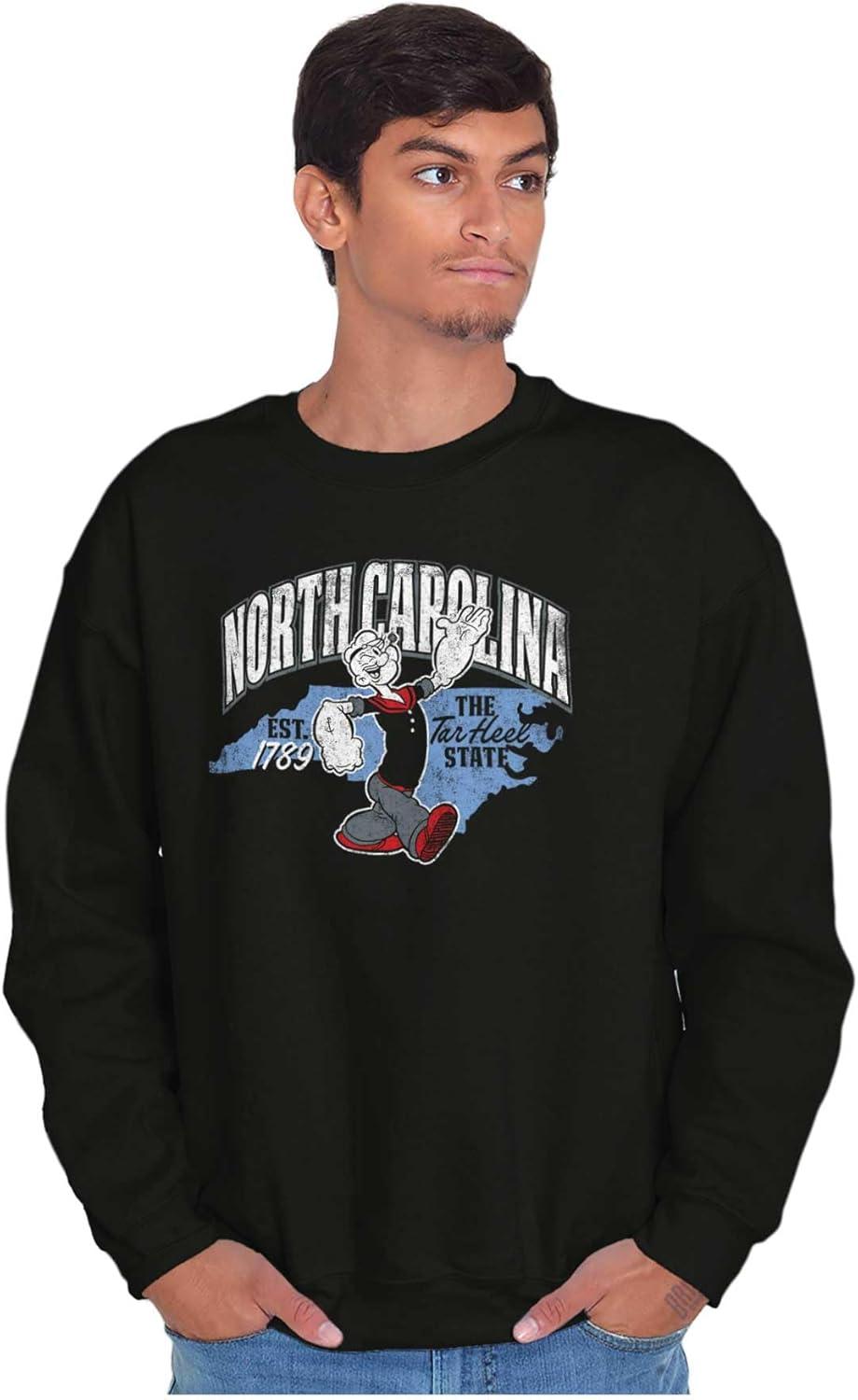 imageBrisco Brands Popeye Cartoon American States Sweatshirt for Men or WomenNorth Carolina Black
