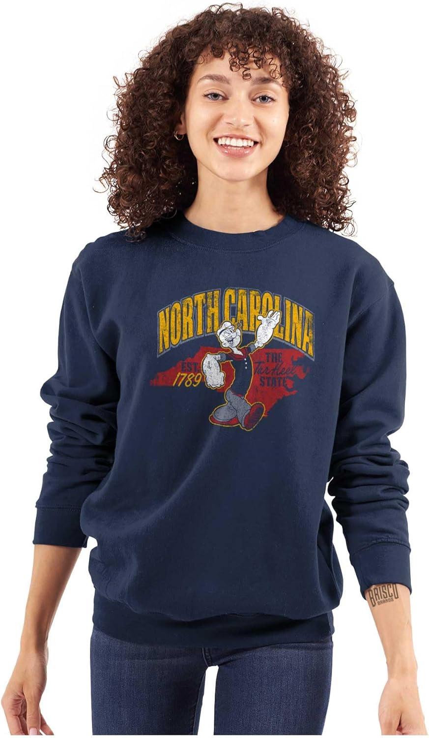imageBrisco Brands Popeye Cartoon American States Sweatshirt for Men or WomenNorth Carolina Navy