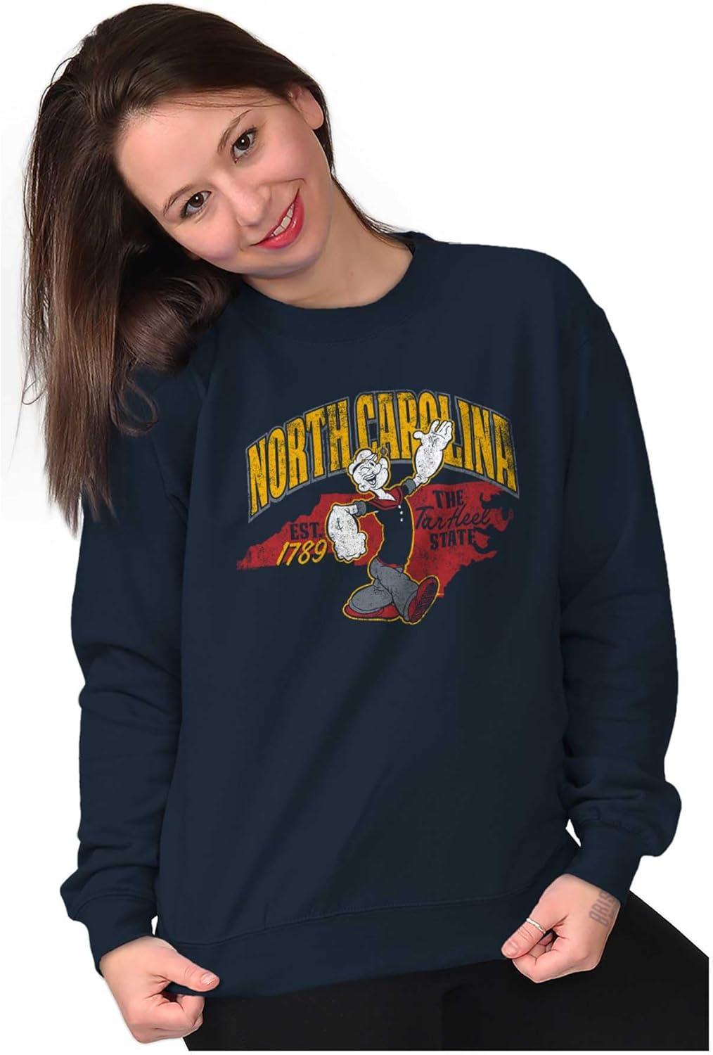 imageBrisco Brands Popeye Cartoon American States Sweatshirt for Men or WomenNorth Carolina Navy