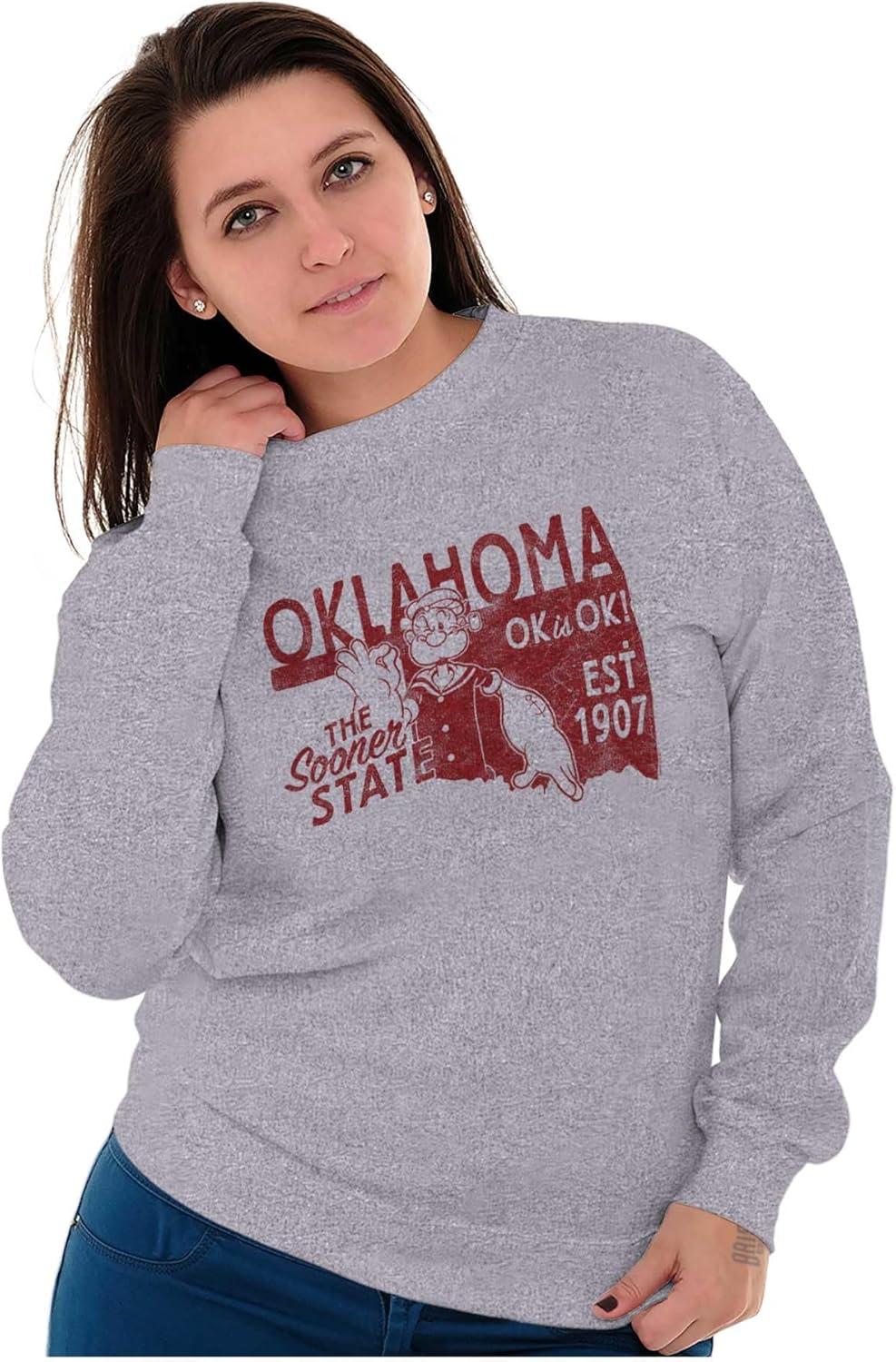 imageBrisco Brands Popeye Cartoon American States Sweatshirt for Men or WomenOklahoma