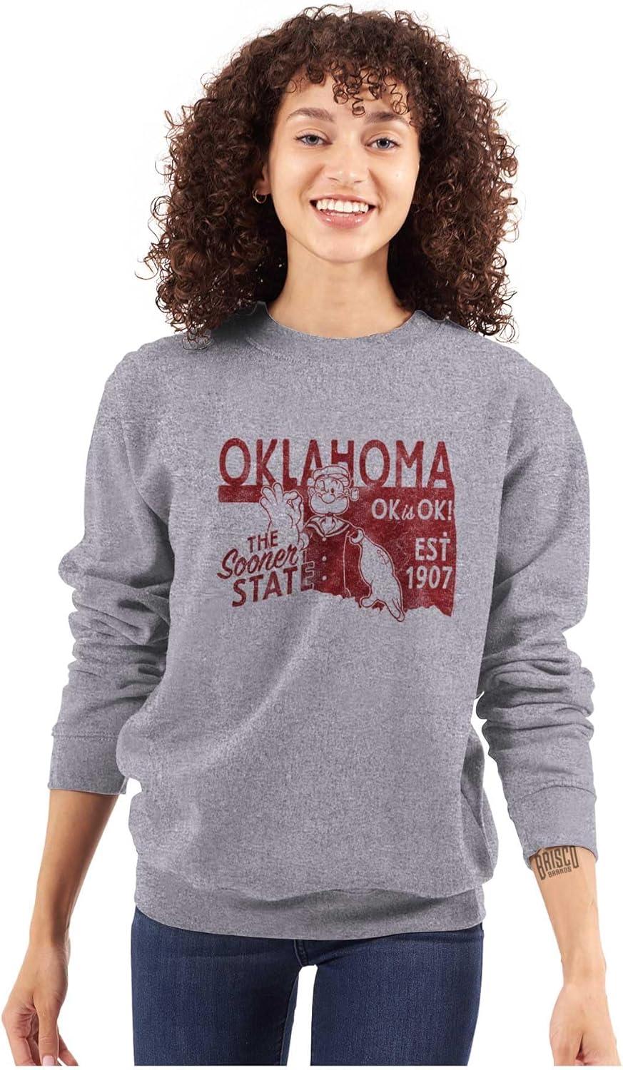 imageBrisco Brands Popeye Cartoon American States Sweatshirt for Men or WomenOklahoma