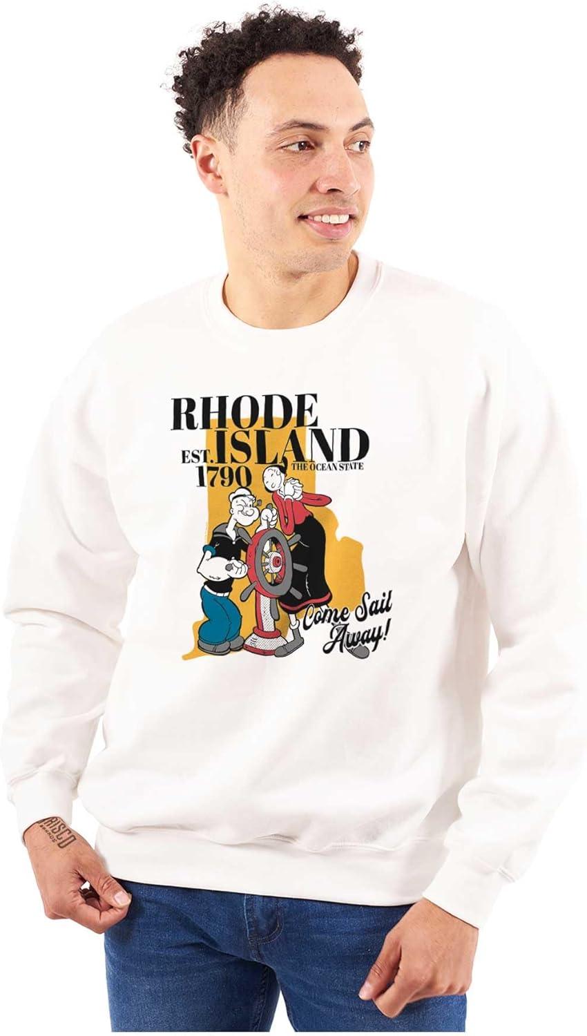 imageBrisco Brands Popeye Cartoon American States Sweatshirt for Men or WomenRhode Island