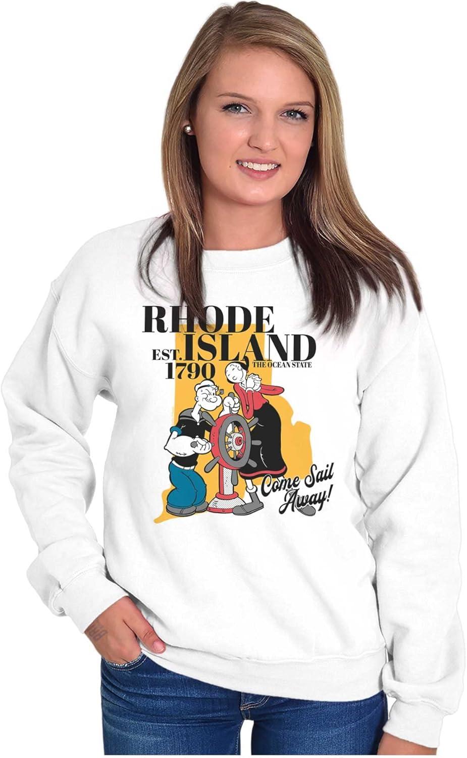 imageBrisco Brands Popeye Cartoon American States Sweatshirt for Men or WomenRhode Island