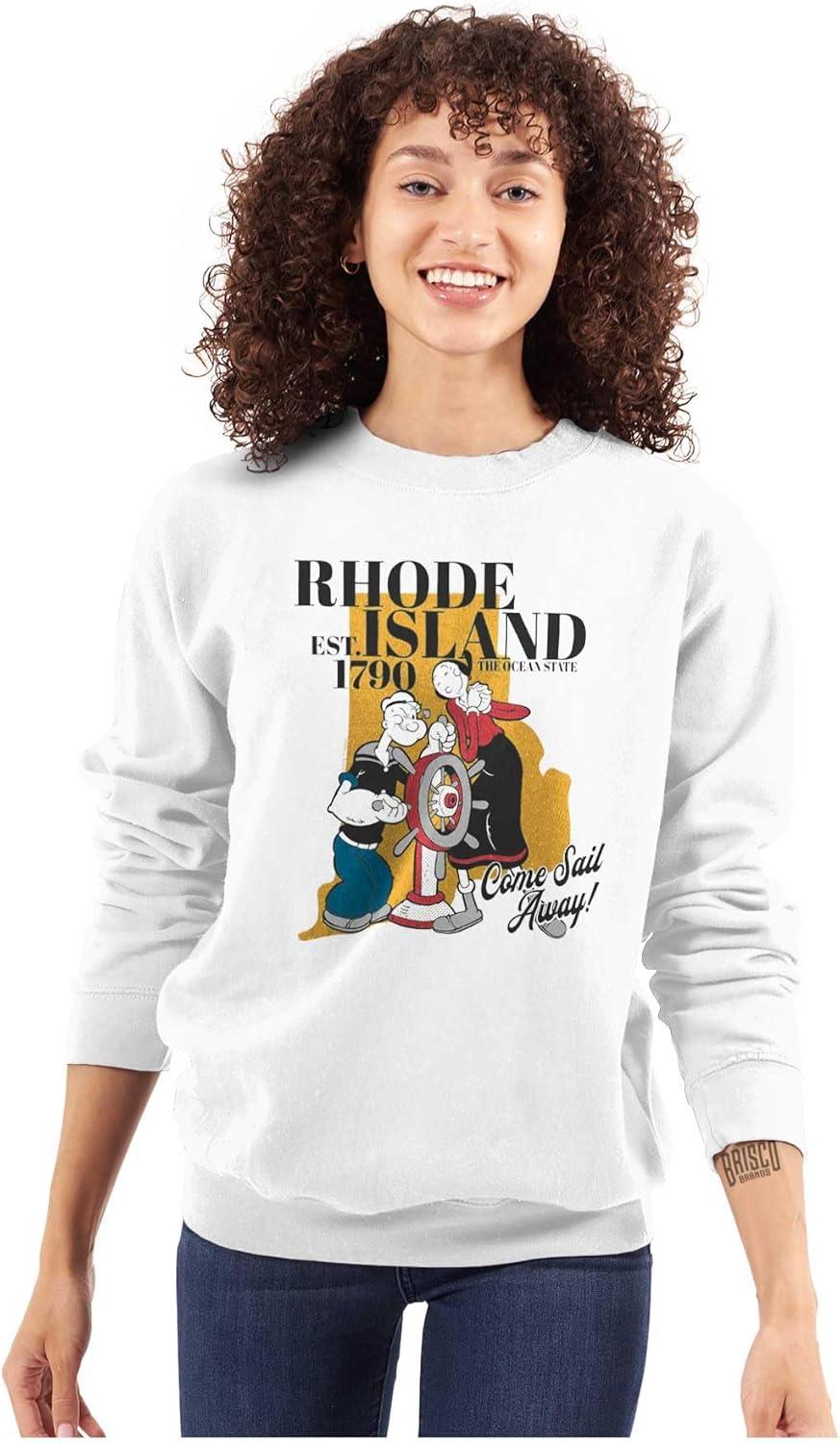 imageBrisco Brands Popeye Cartoon American States Sweatshirt for Men or WomenRhode Island