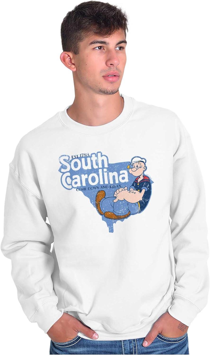 imageBrisco Brands Popeye Cartoon American States Sweatshirt for Men or WomenSouth Carolina White
