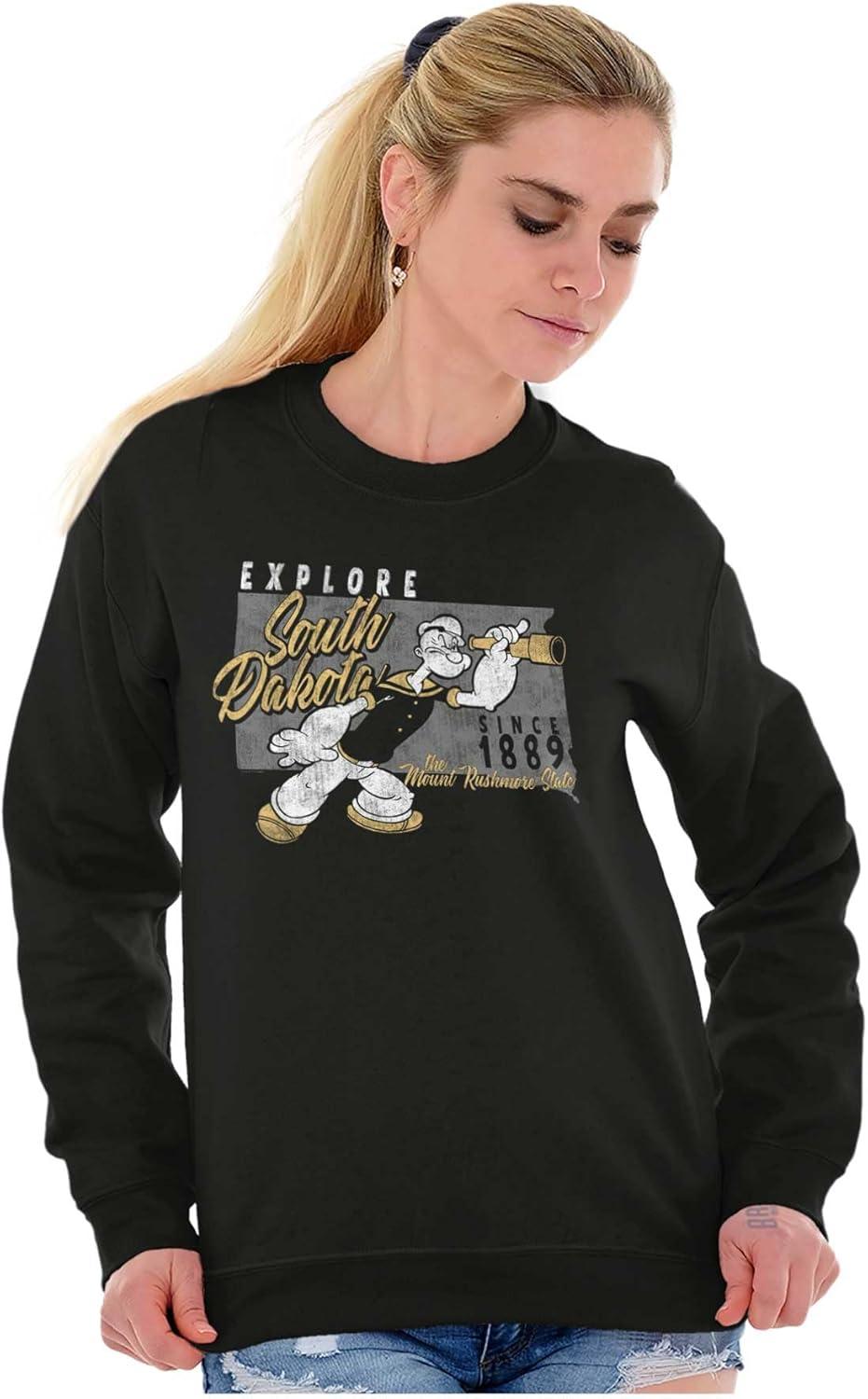 imageBrisco Brands Popeye Cartoon American States Sweatshirt for Men or WomenSouth Dakota