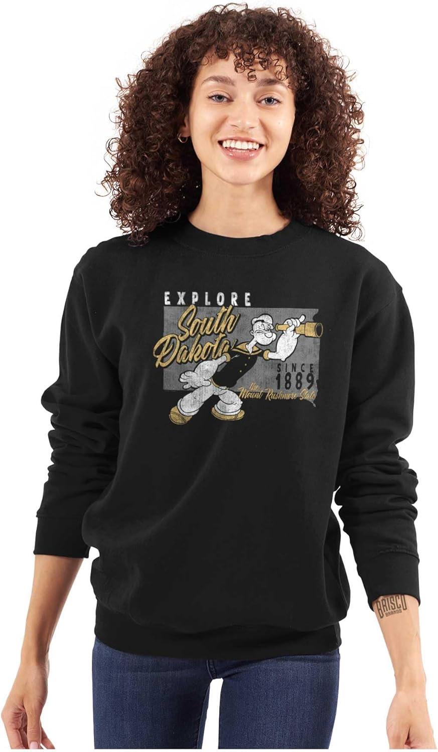 imageBrisco Brands Popeye Cartoon American States Sweatshirt for Men or WomenSouth Dakota