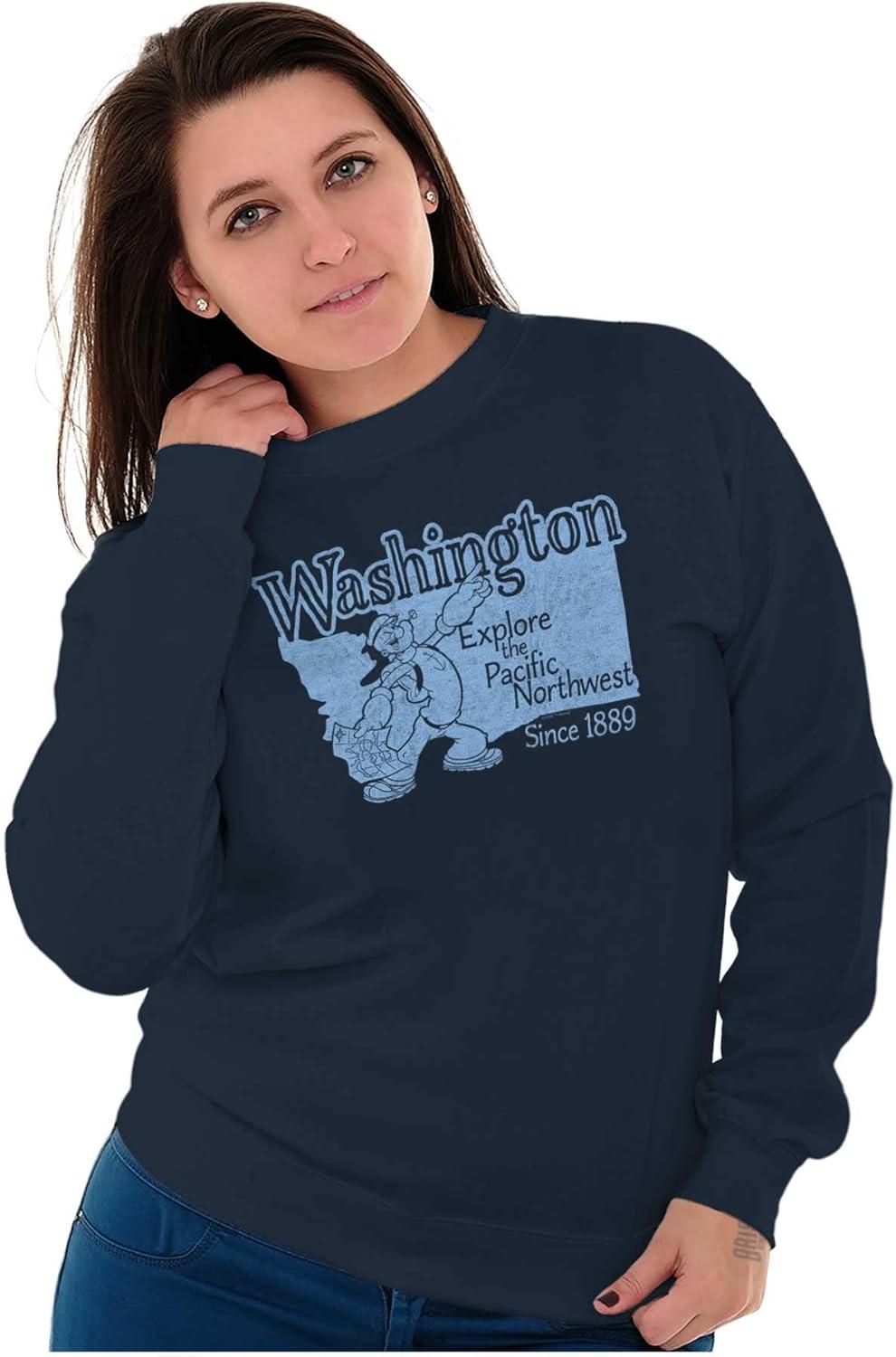 imageBrisco Brands Popeye Cartoon American States Sweatshirt for Men or WomenWashington