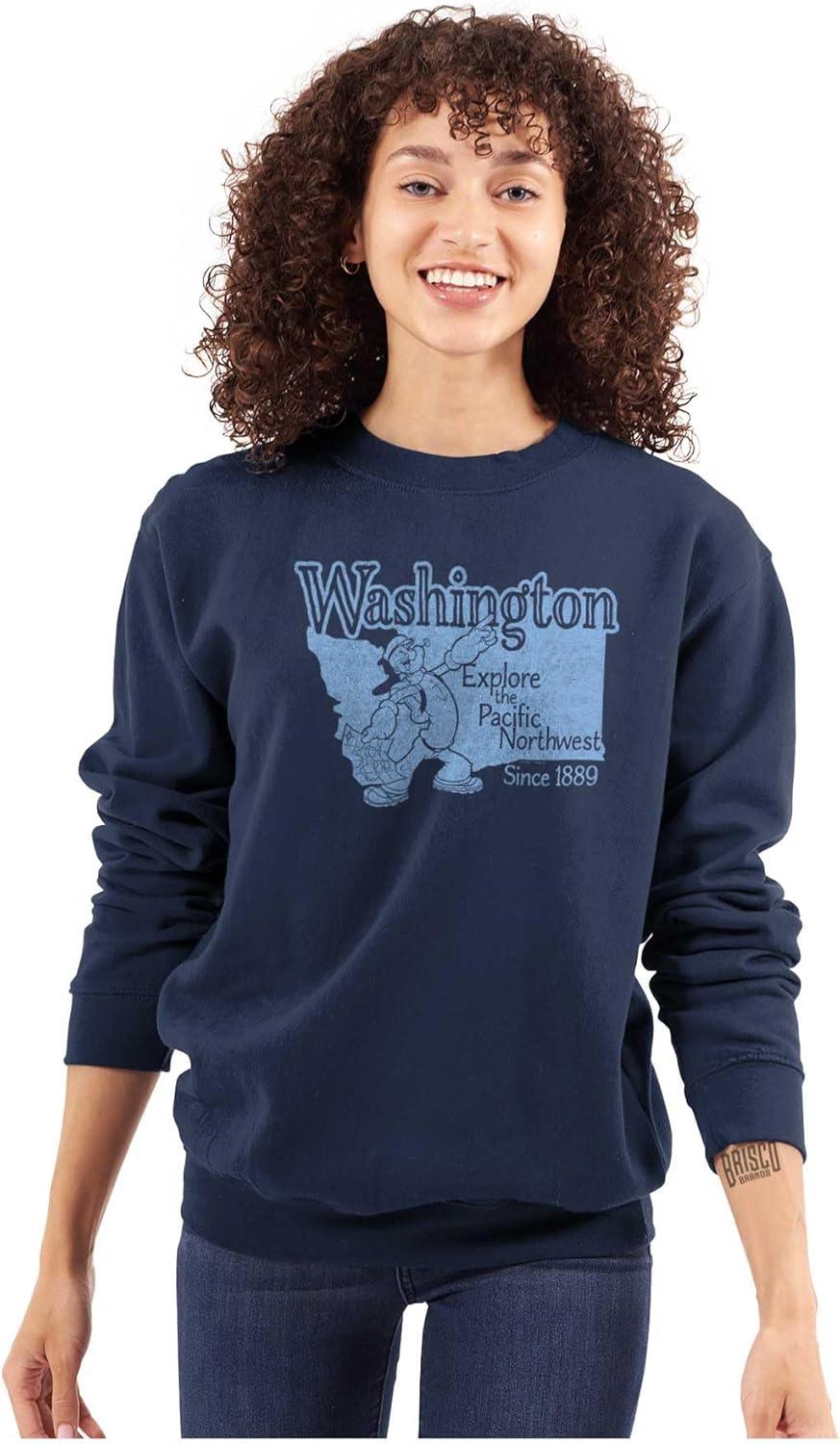 imageBrisco Brands Popeye Cartoon American States Sweatshirt for Men or WomenWashington