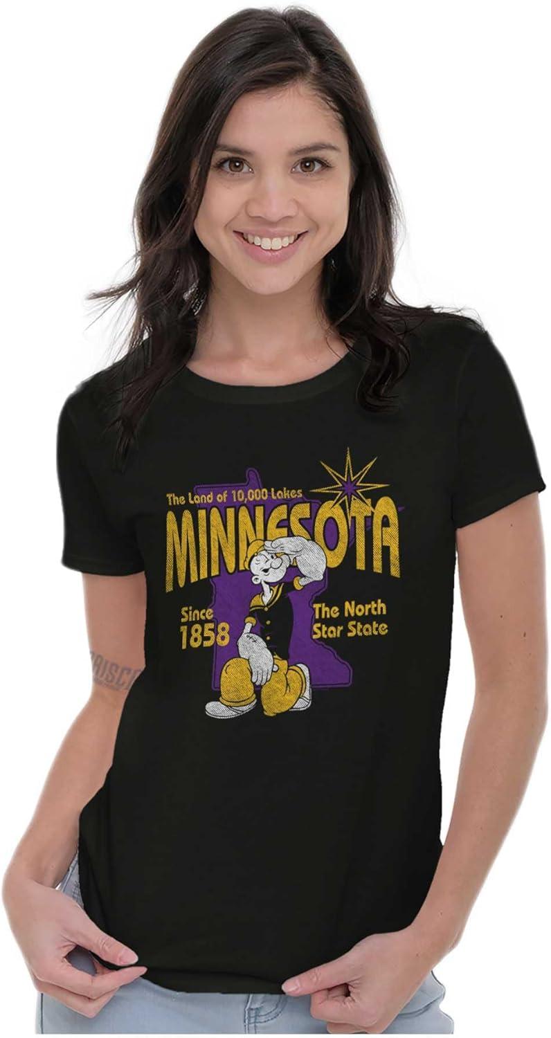 imageBrisco Brands Popeye Cartoon American States Womens Slim Fit Graphic TeeMinnesota Black
