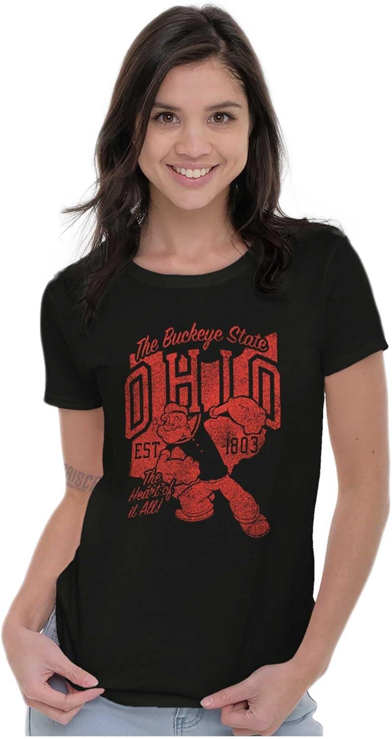 imageBrisco Brands Popeye Cartoon American States Womens Slim Fit Graphic TeeOhio Black