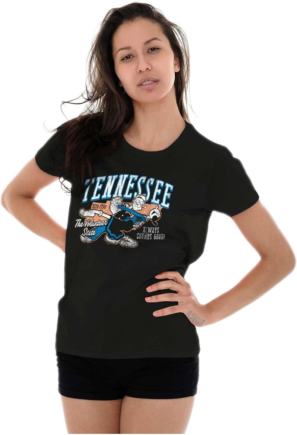 imageBrisco Brands Popeye Cartoon American States Womens Slim Fit Graphic TeeTennessee