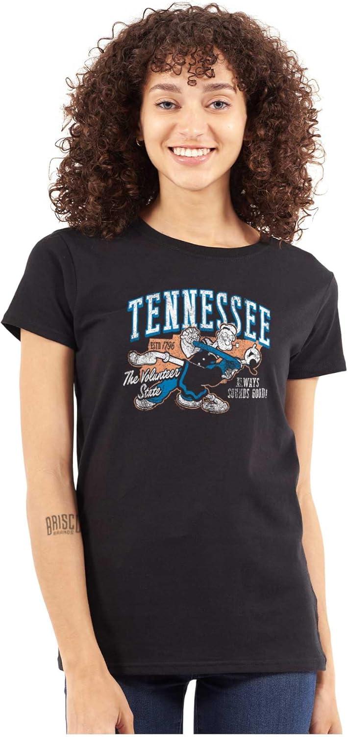 imageBrisco Brands Popeye Cartoon American States Womens Slim Fit Graphic TeeTennessee