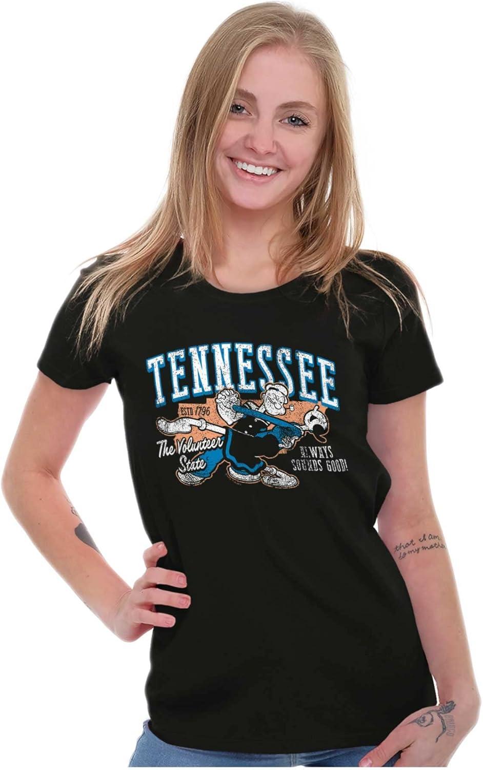 imageBrisco Brands Popeye Cartoon American States Womens Slim Fit Graphic TeeTennessee