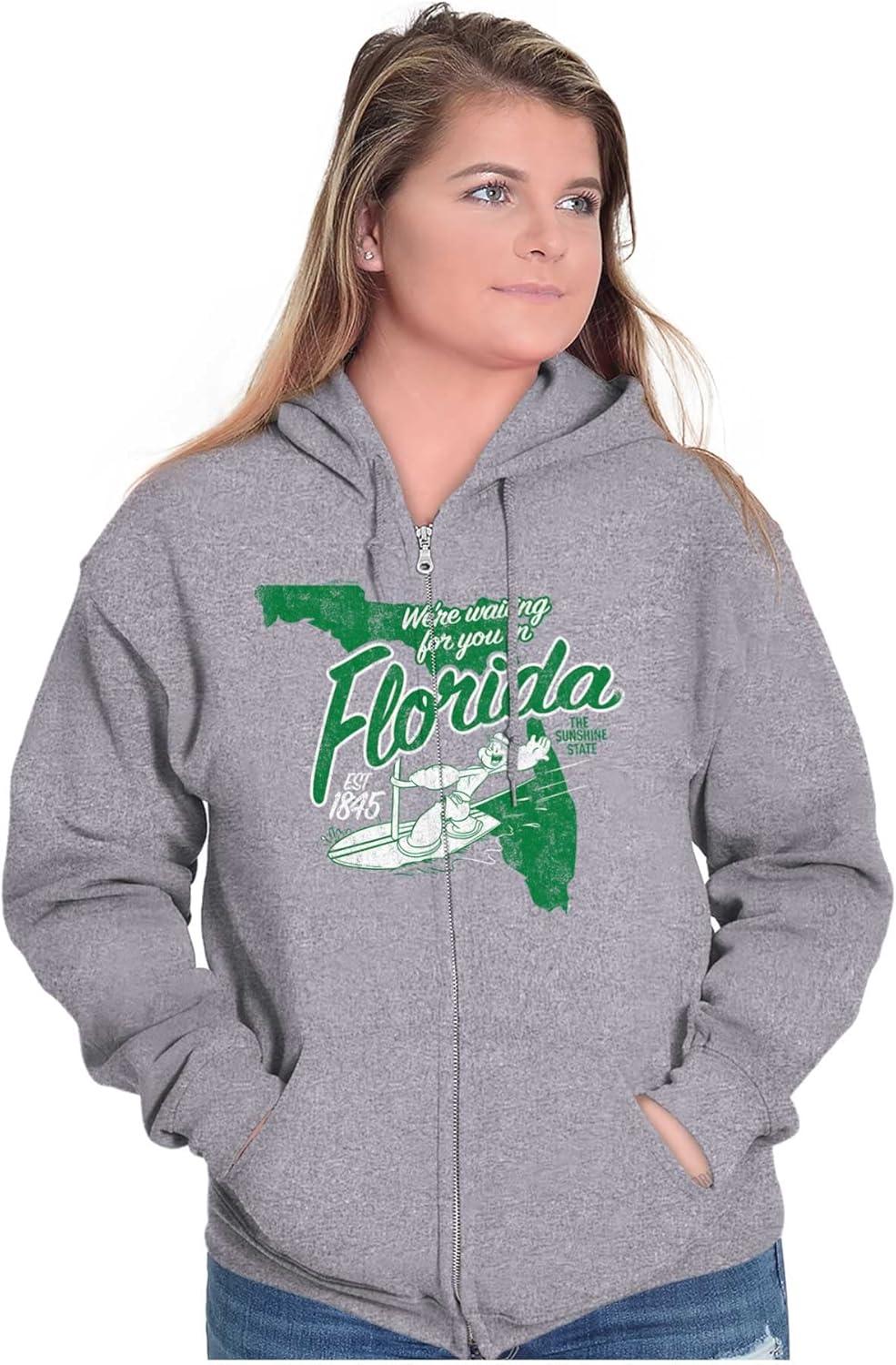 imageBrisco Brands Popeye Cartoon American States Zip Up Hoodie Mens WomensFlorida
