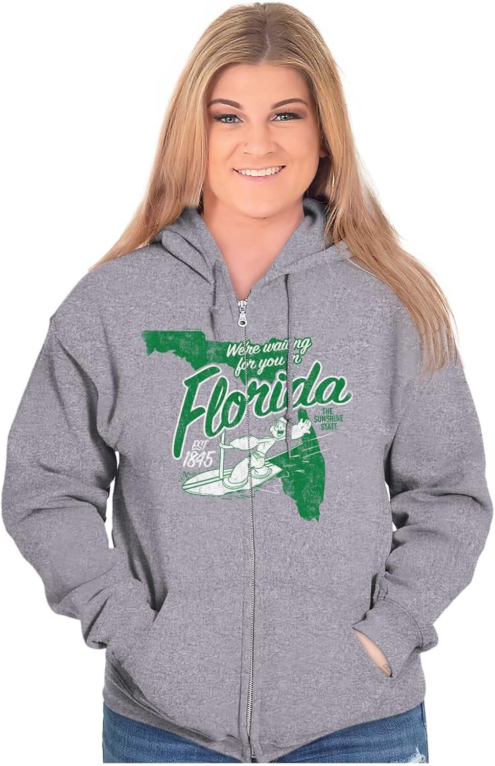 imageBrisco Brands Popeye Cartoon American States Zip Up Hoodie Mens WomensFlorida