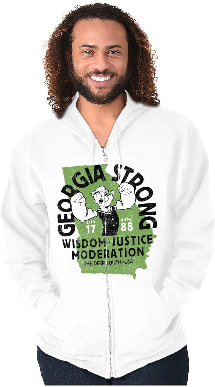 imageBrisco Brands Popeye Cartoon American States Zip Up Hoodie Mens WomensGeorgia