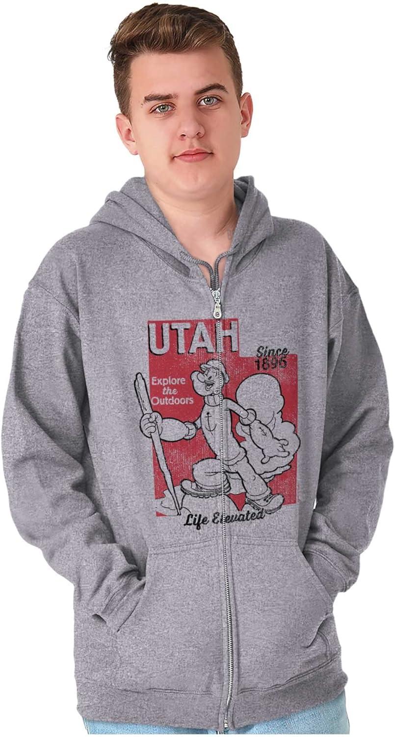 imageBrisco Brands Popeye Cartoon American States Zip Up Hoodie Mens WomensUtah