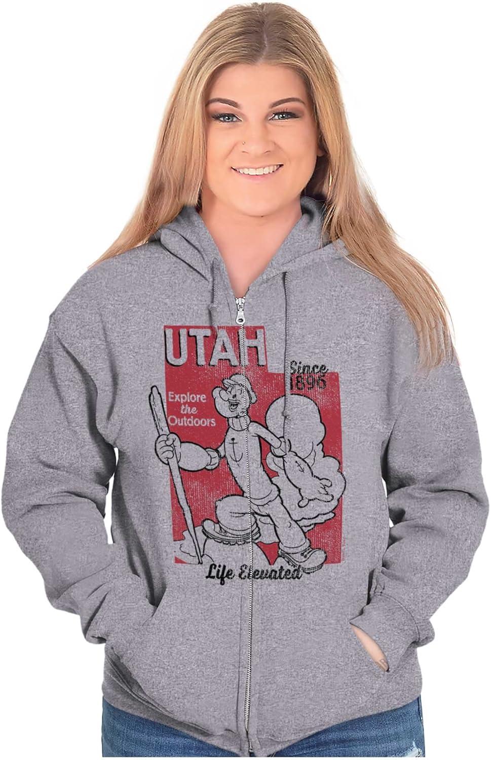 imageBrisco Brands Popeye Cartoon American States Zip Up Hoodie Mens WomensUtah