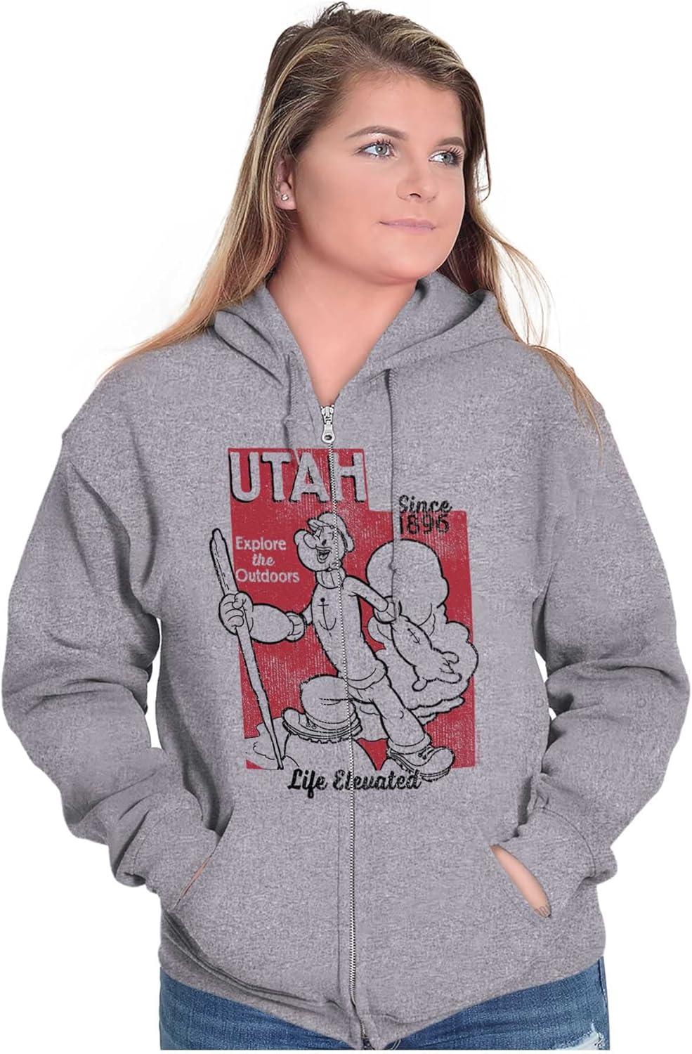 imageBrisco Brands Popeye Cartoon American States Zip Up Hoodie Mens WomensUtah