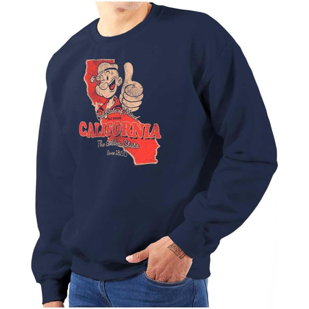 imageBrisco Brands Popeye Cartoon American States Sweatshirt for Men or WomenCalifornia