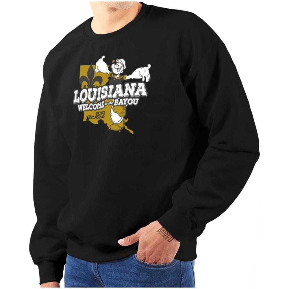 imageBrisco Brands Popeye Cartoon American States Sweatshirt for Men or WomenLouisiana
