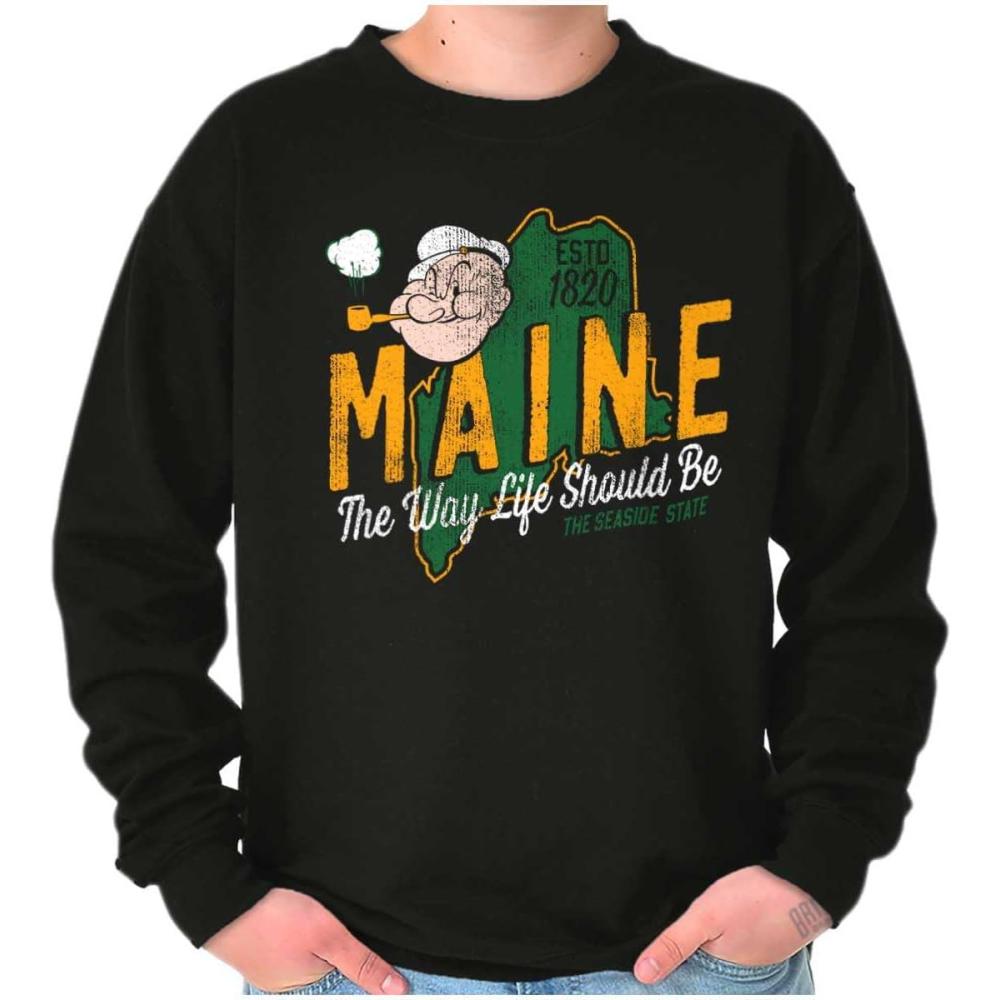imageBrisco Brands Popeye Cartoon American States Sweatshirt for Men or WomenMaine