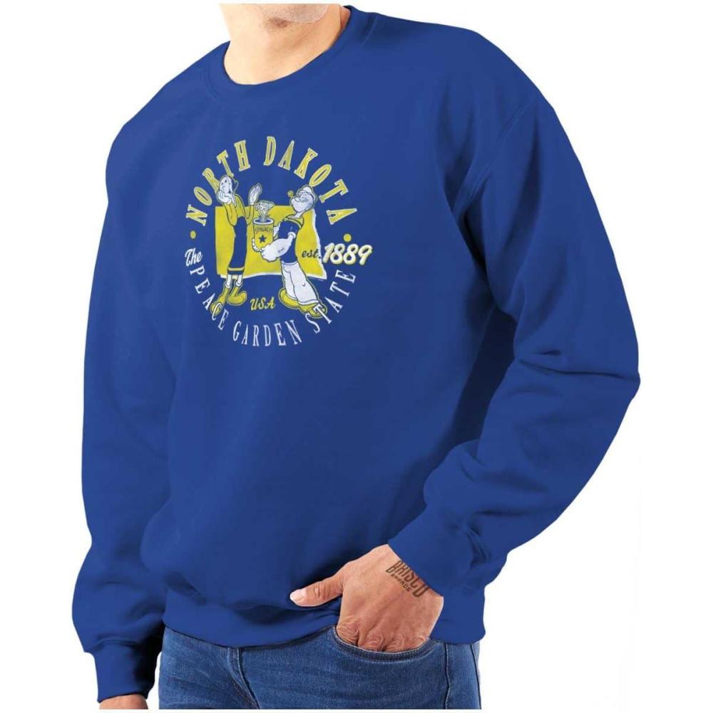 imageBrisco Brands Popeye Cartoon American States Sweatshirt for Men or WomenNorth Dakota