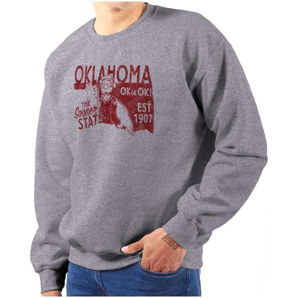 imageBrisco Brands Popeye Cartoon American States Sweatshirt for Men or WomenOklahoma