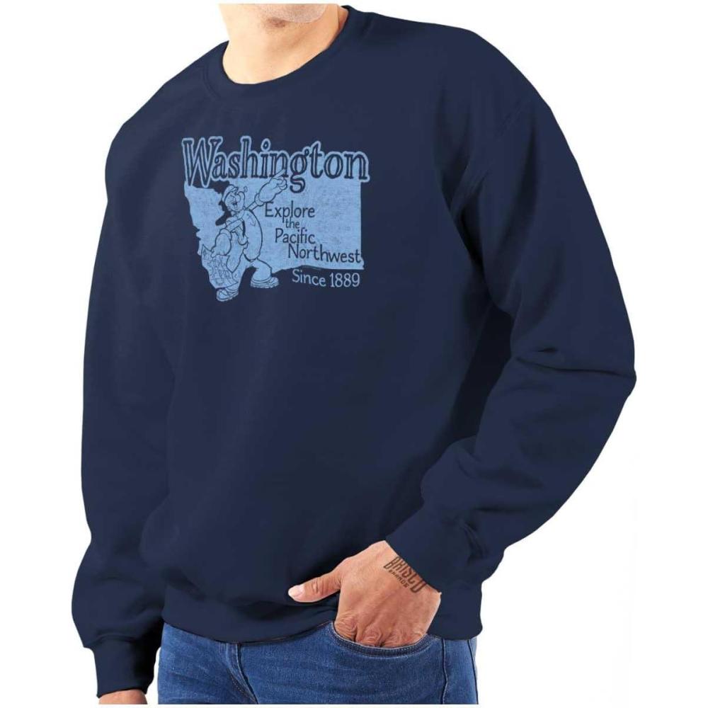 imageBrisco Brands Popeye Cartoon American States Sweatshirt for Men or WomenWashington