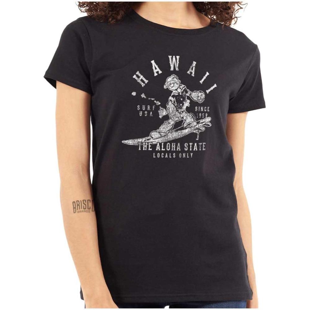 imageBrisco Brands Popeye Cartoon American States Womens Slim Fit Graphic TeeHawaii