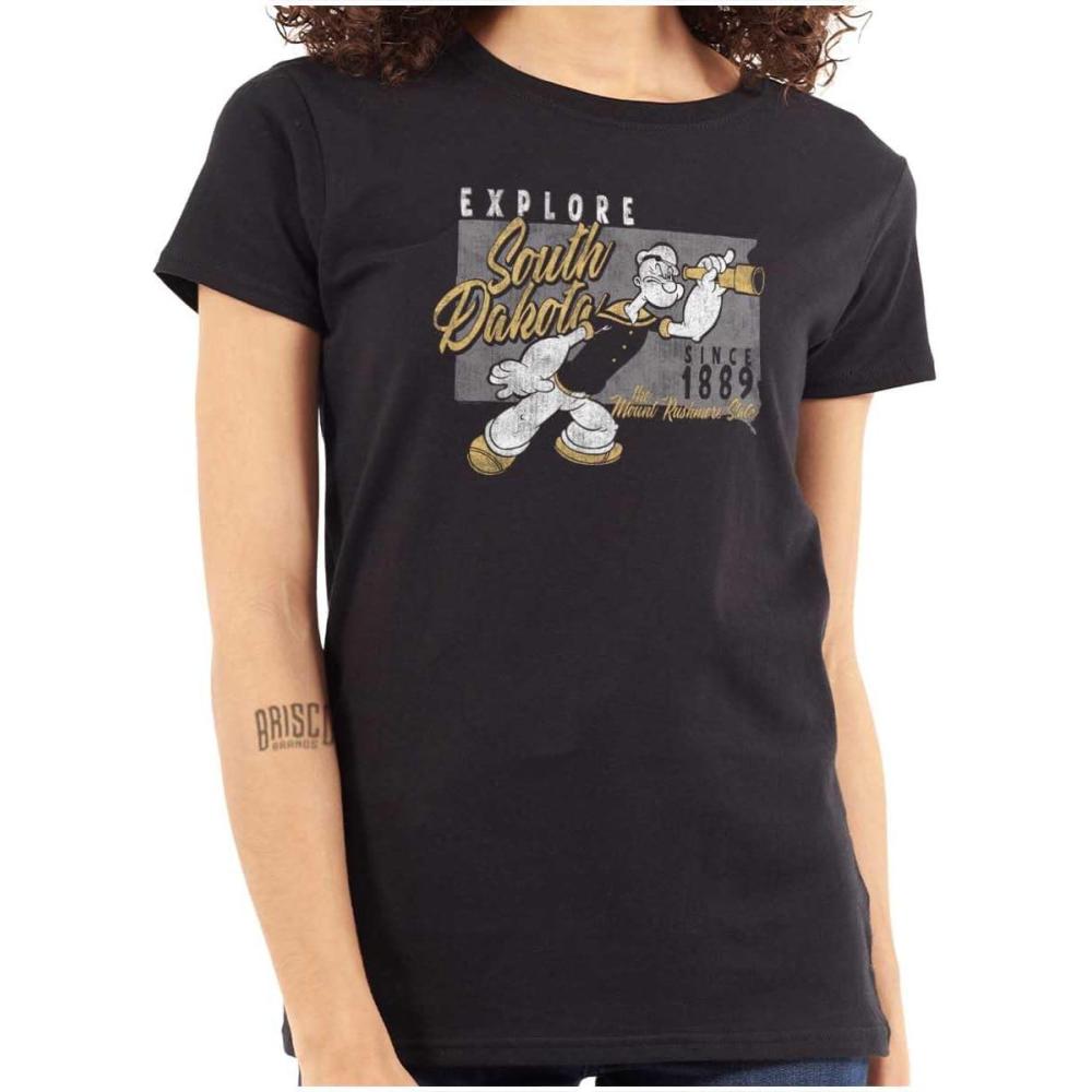 imageBrisco Brands Popeye Cartoon American States Womens Slim Fit Graphic TeeSouth Dakota